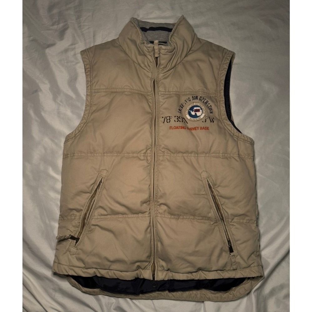 Napapijri‎ Geographic Puffer Vest Mens Medium Tan Antarctic Air Operations